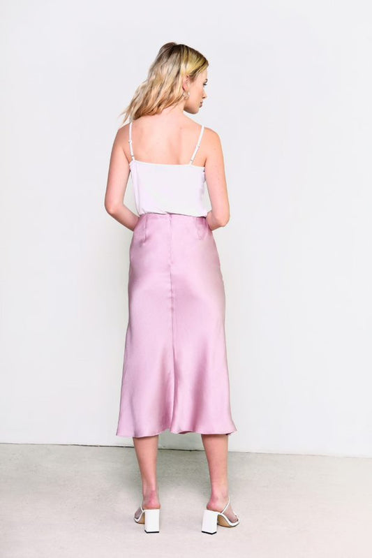 Glamorous Dusty Mauve Satin Midi Slip Skirt