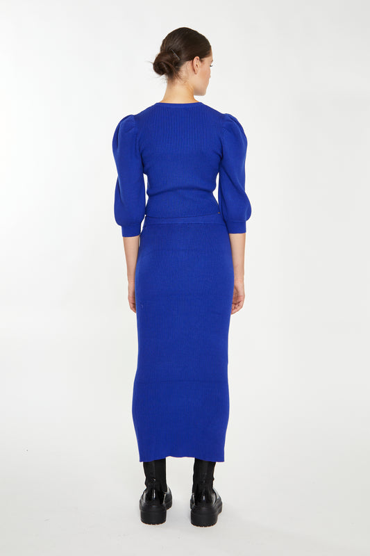 Glamorous Royal Blue Knitted Midi Skirt