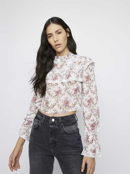 Glamorous Romantic Floral Chiffon Top