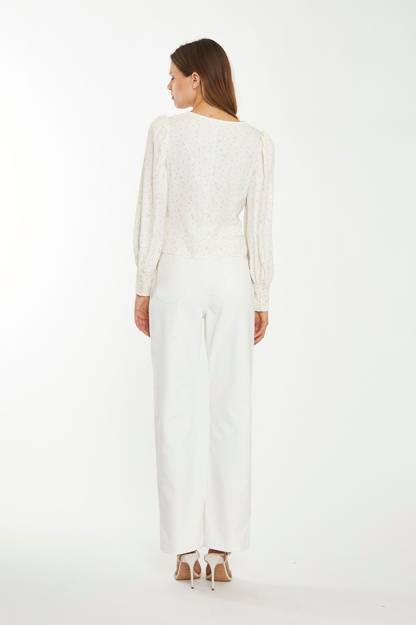 Off White Straight-Leg Ripped Jeans