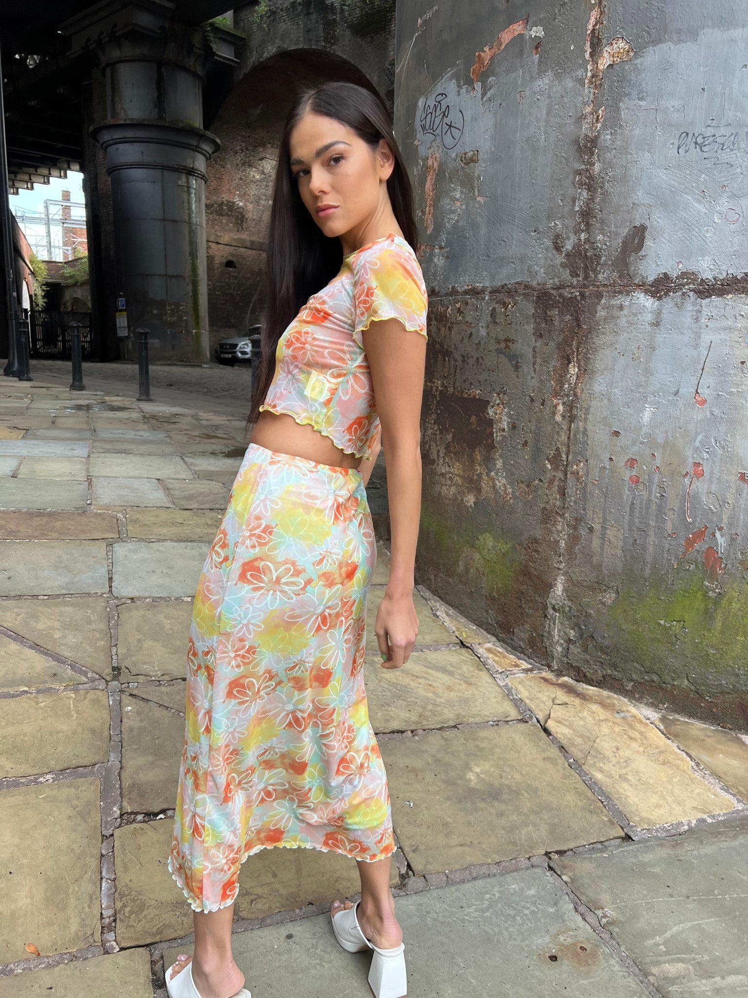 Multicolour Floral Mid-Rise Midaxi-skirt