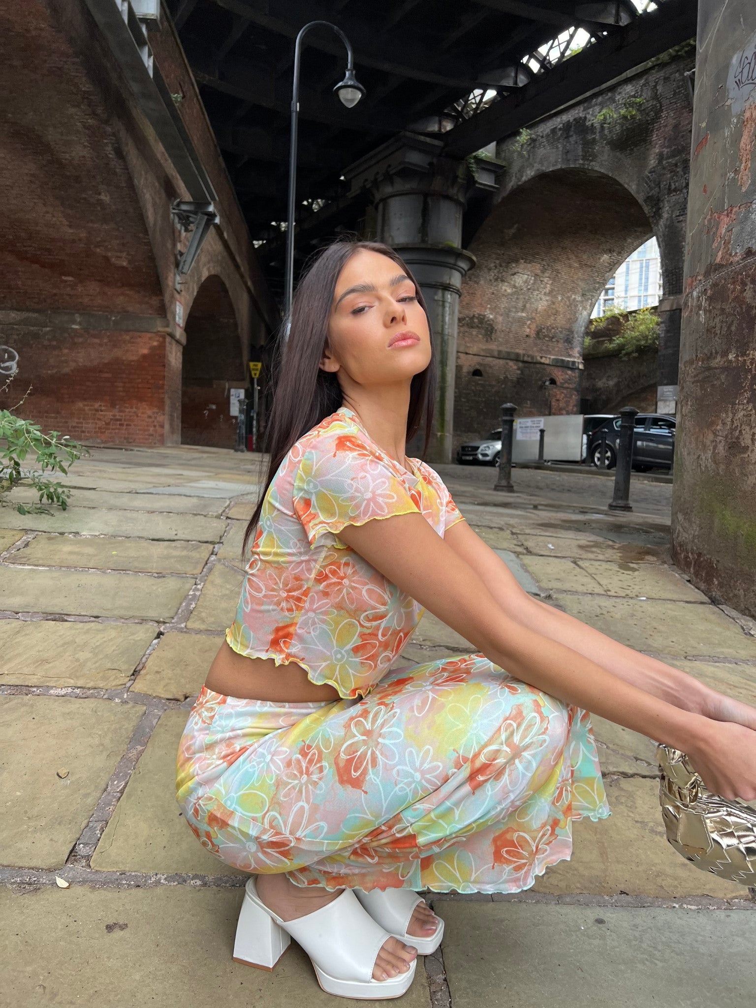 Multicolour Floral Mid-Rise Midaxi-skirt