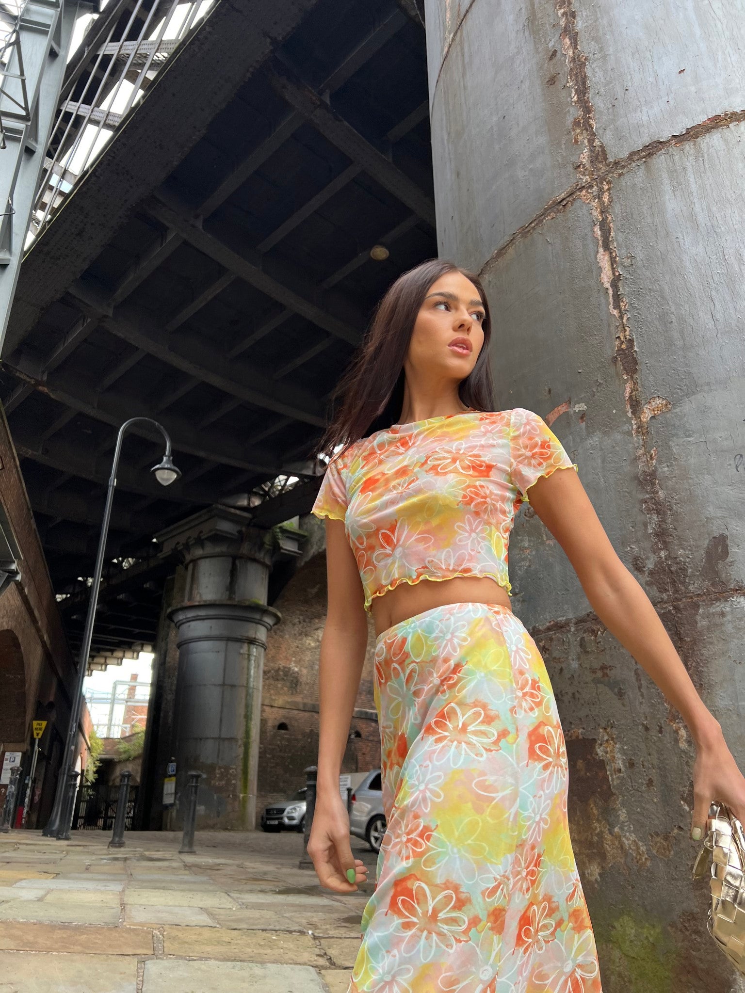 Multicolour Floral Mid-Rise Midaxi-skirt