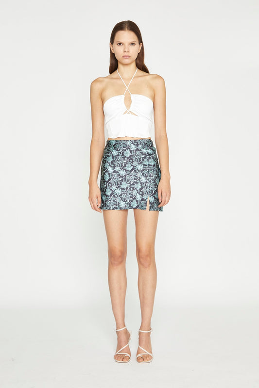 White Satin Strappy Halterneck Corset-Top