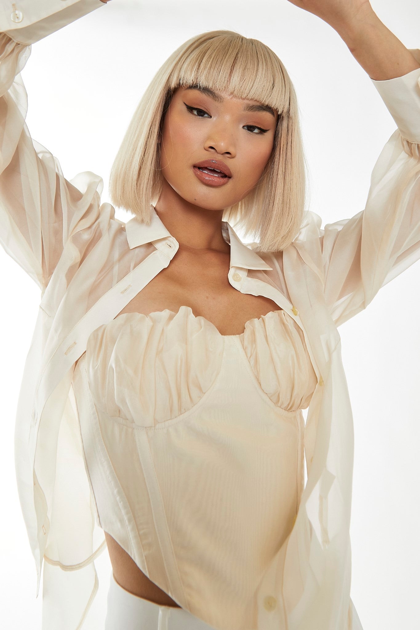 Nude Organza Oversized Shirt