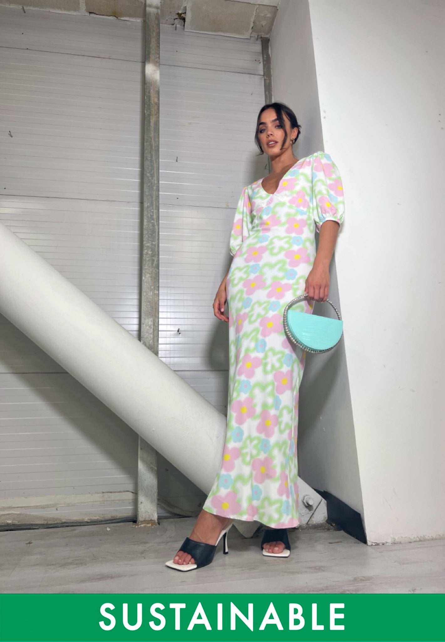 Multi Blurred Floral Maxi Dress