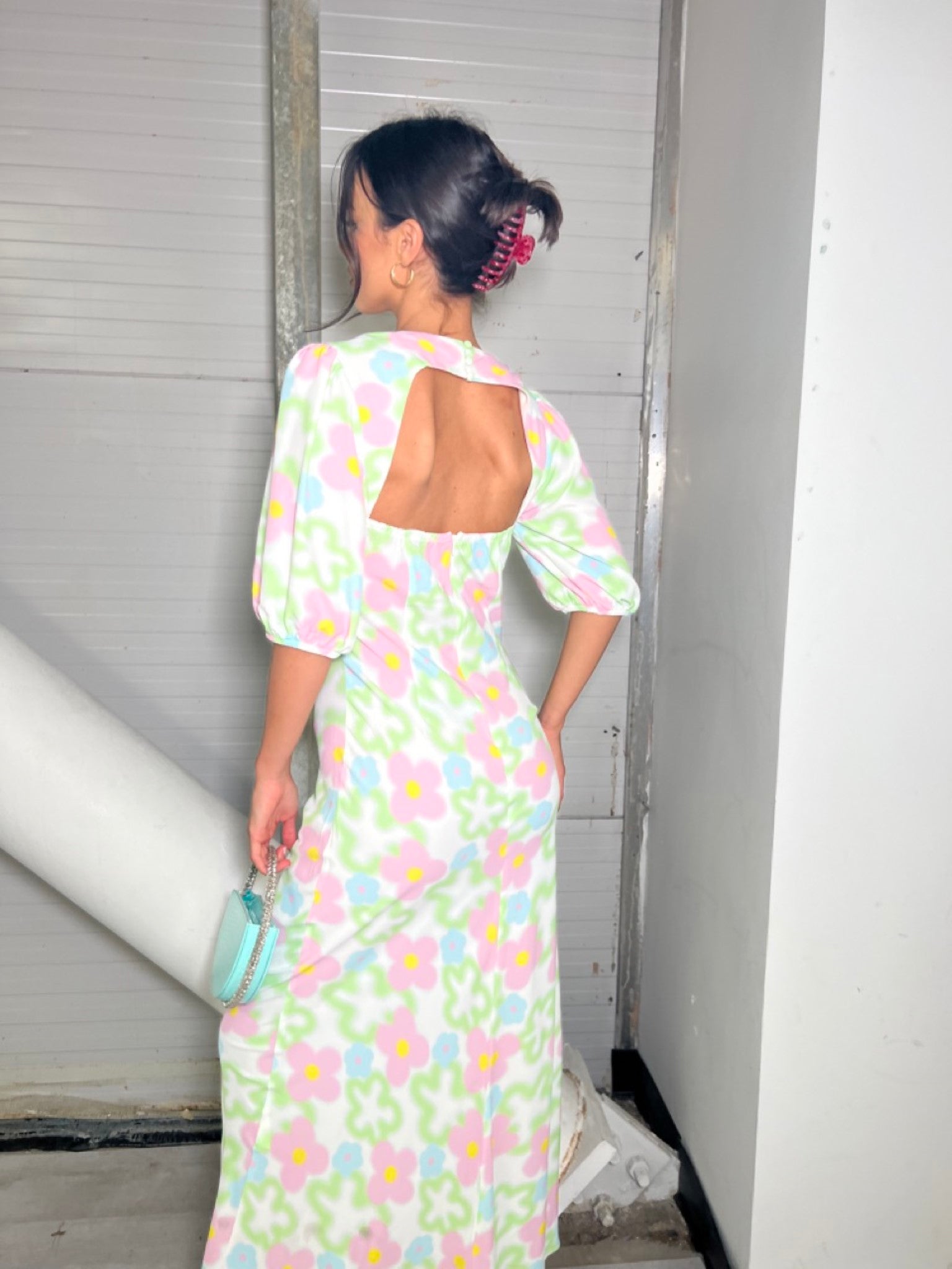 Multi Blurred Floral Maxi Dress