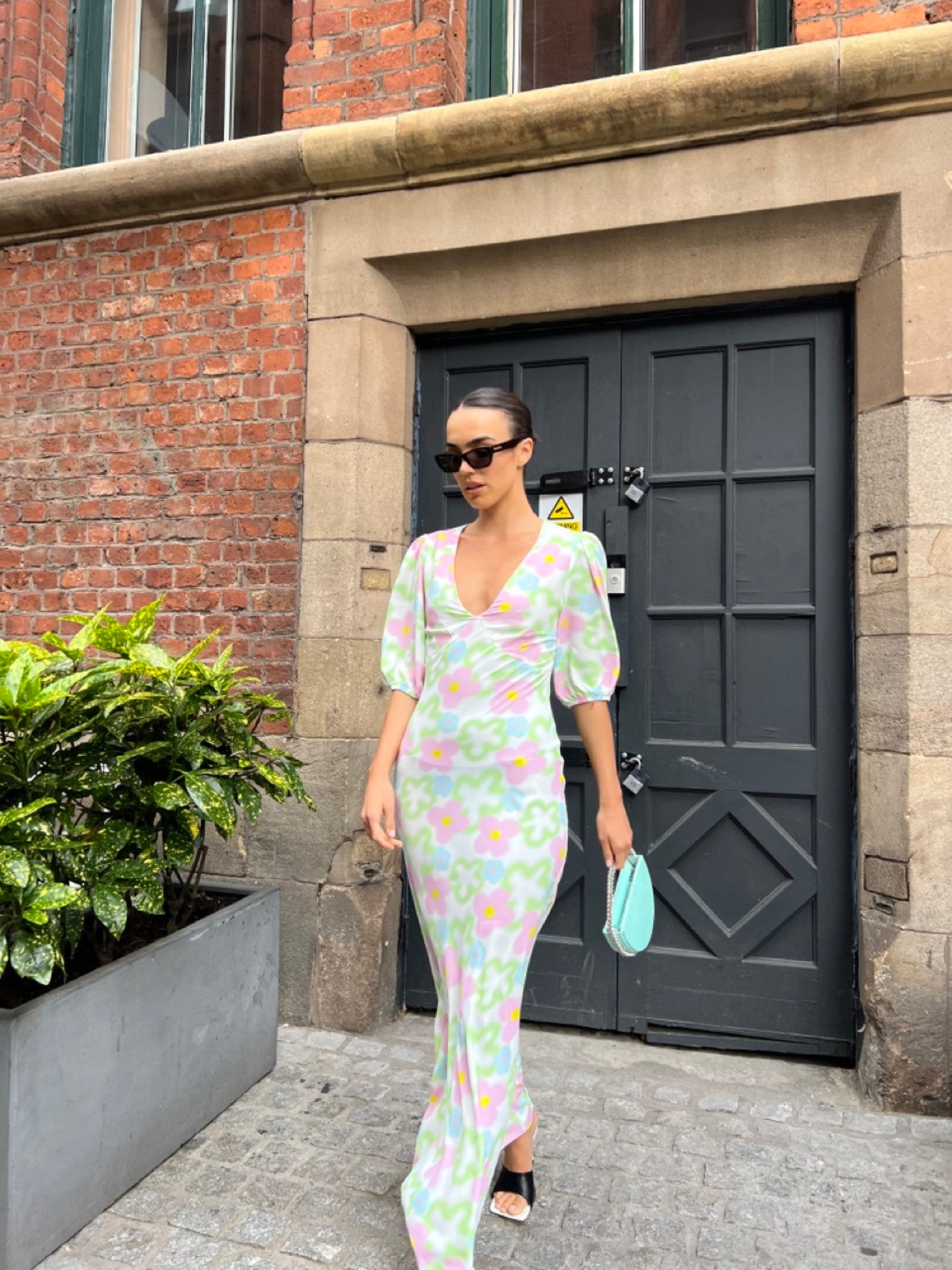 Multi Blurred Floral Maxi Dress