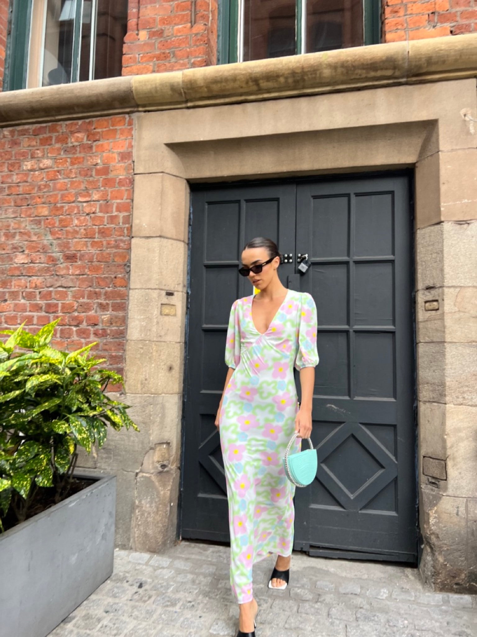 Multi Blurred Floral Maxi Dress