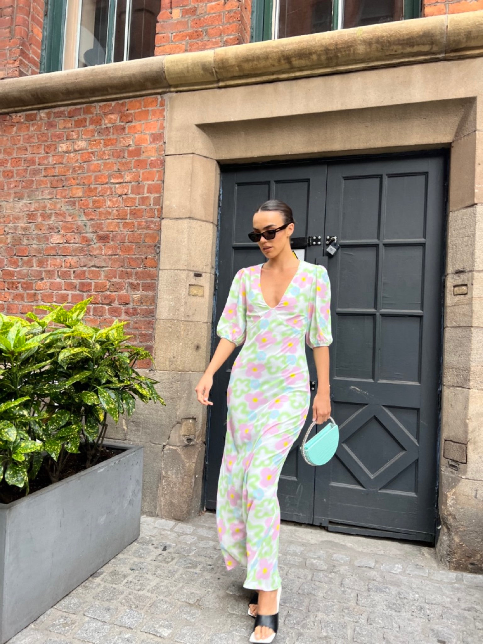 Multi Blurred Floral Maxi Dress