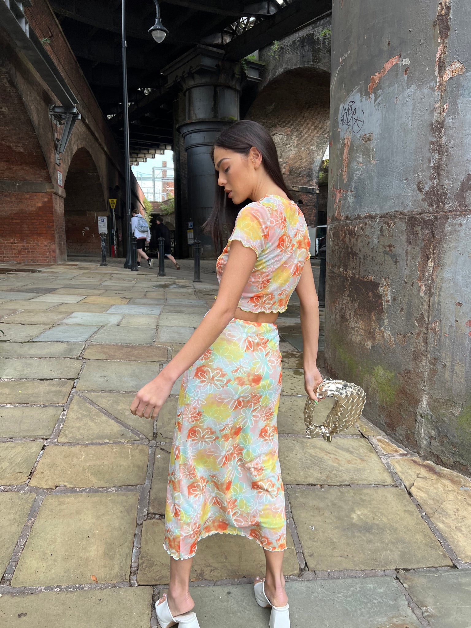 Multicolour Floral Lettuce Hem Baby Tee