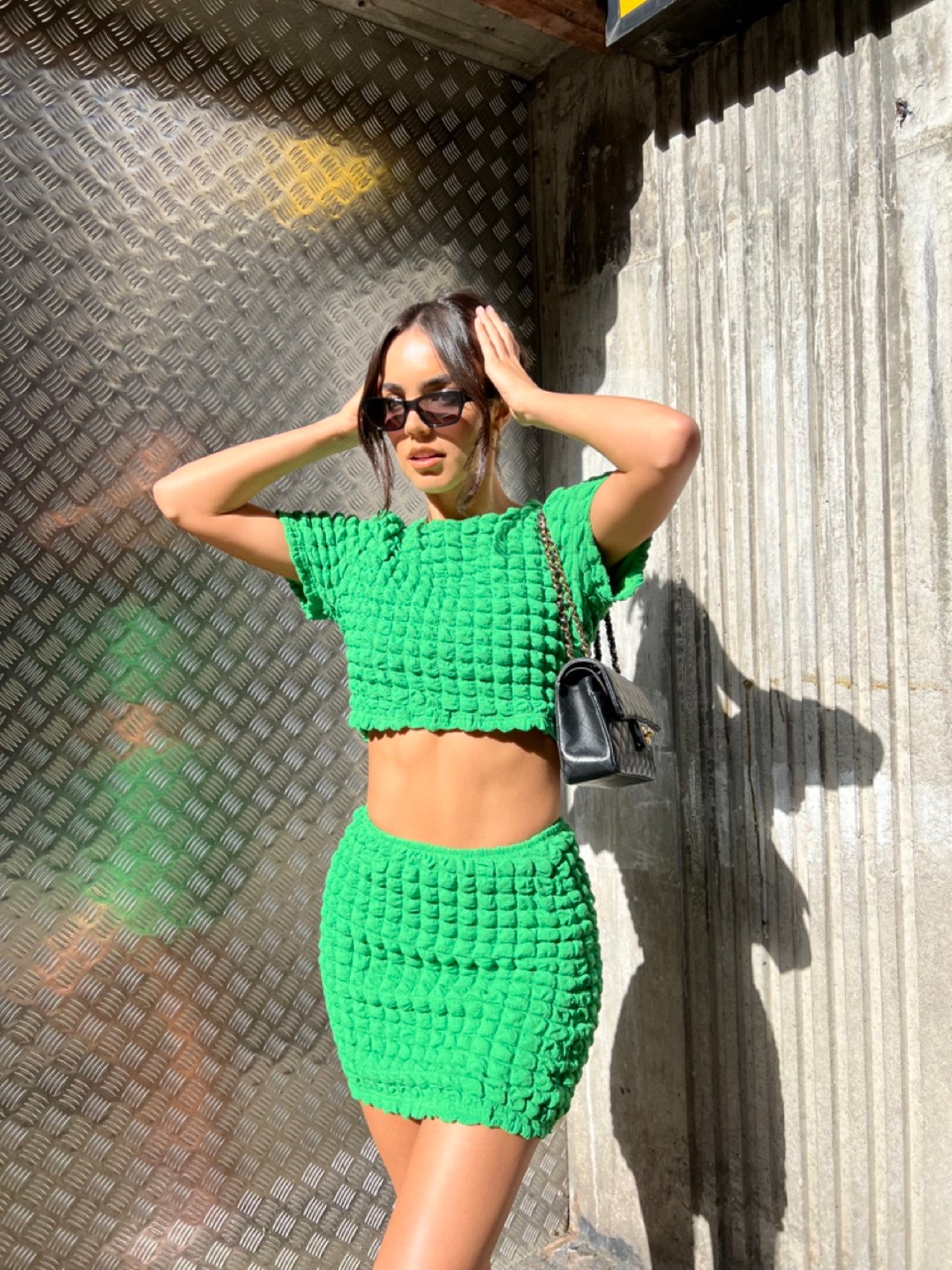 Textured Green Crop Top