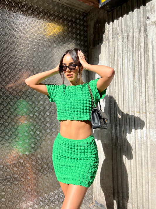 Textured Green Crop Top