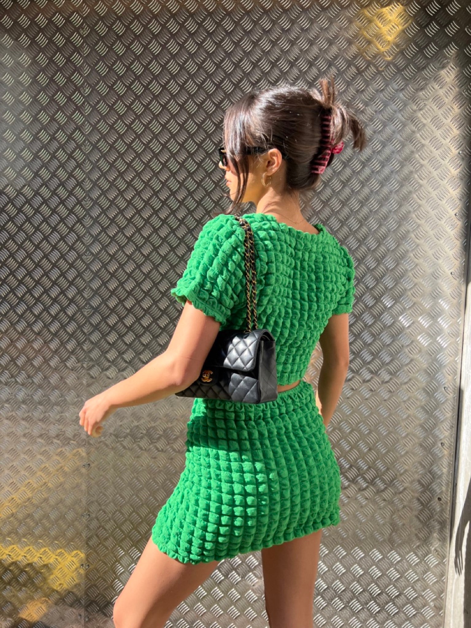 Textured Green Crop Top