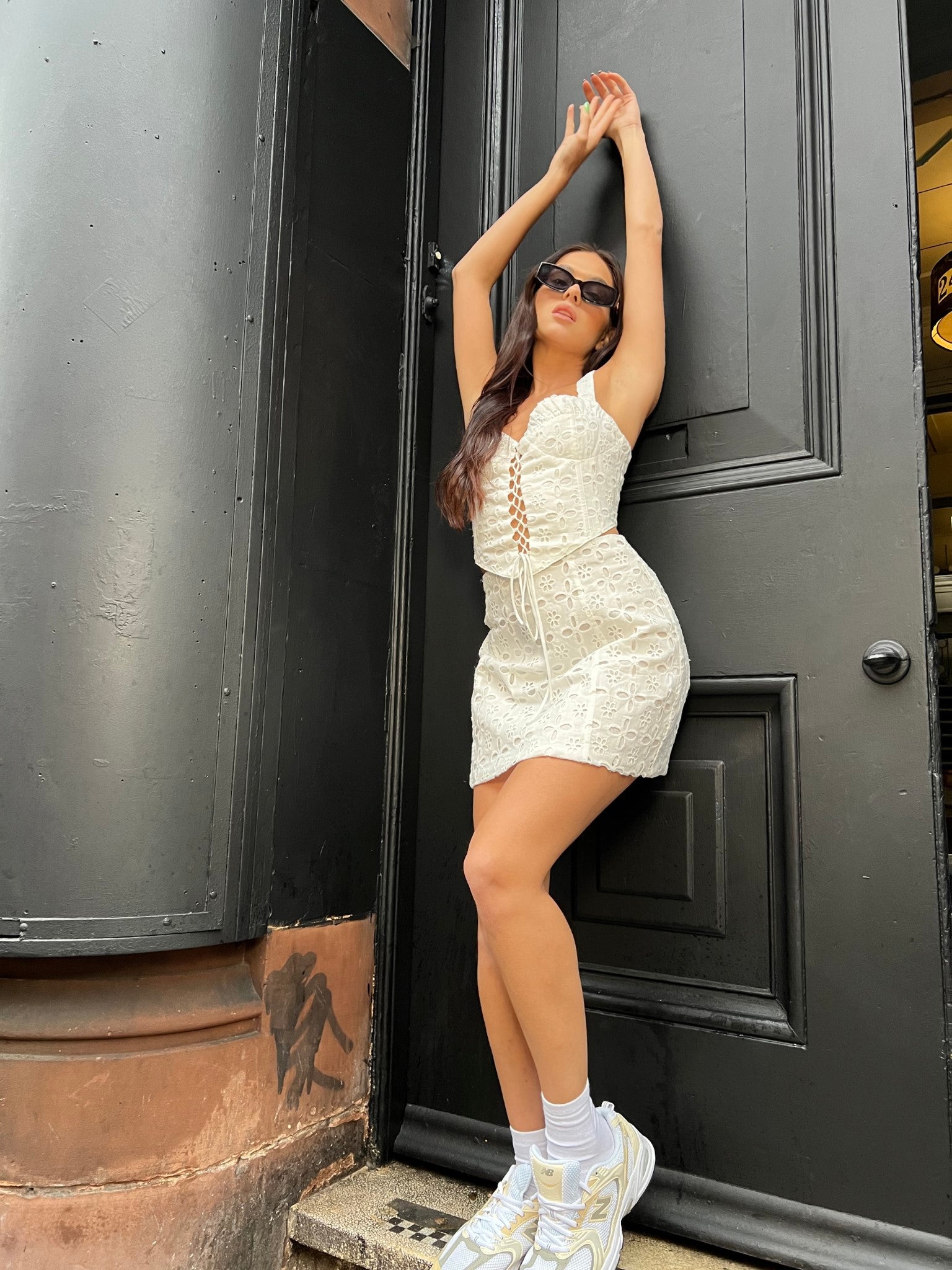 White Broderie A-Line Mini-skirt