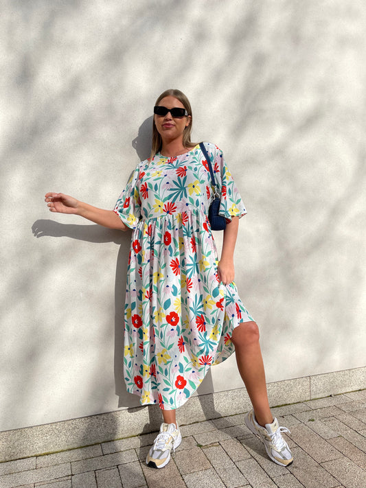 Glamorous Curve Bright Multi-Floral Midi Dress