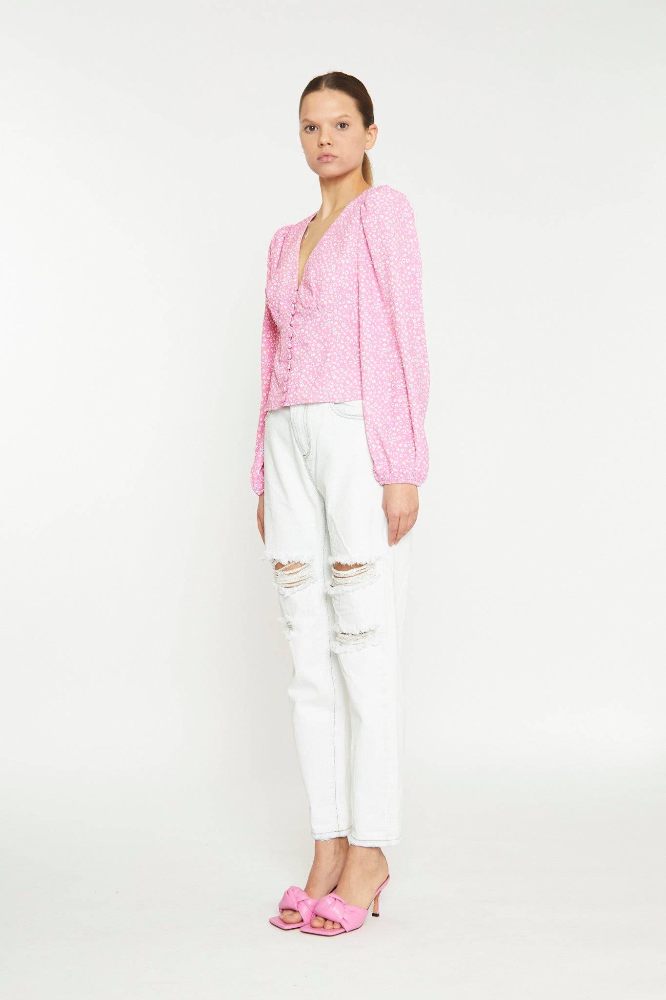 Sunbleached Distressed Rip-Detail Relaxed Fit Jeans