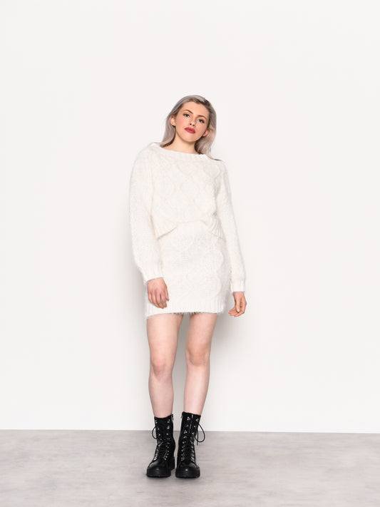 Glamorous White Knitted Mini Skirt