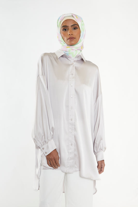 Silver Grey Shirt Dress