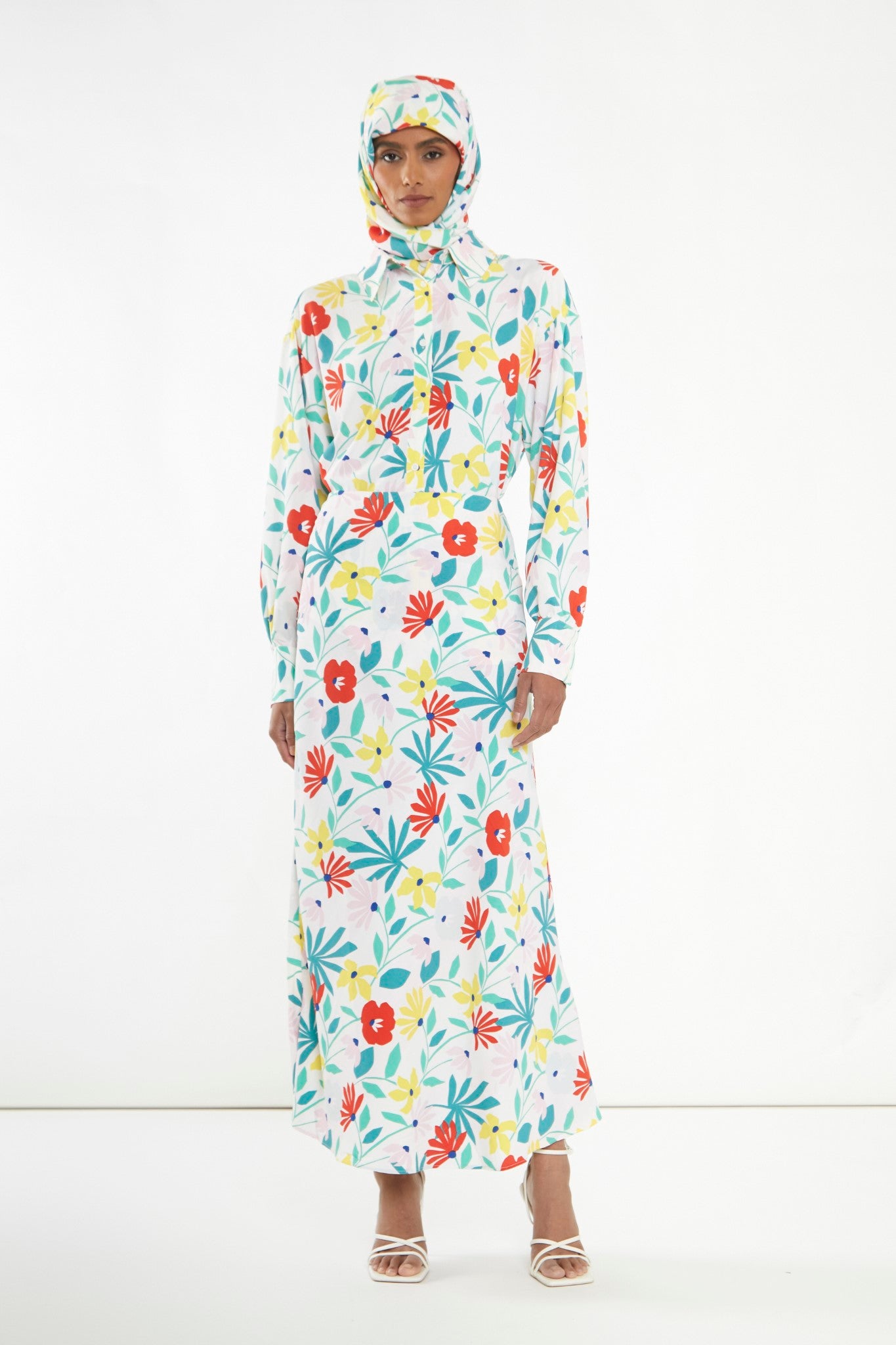 Bright Multi Flower Long Sleeve Shirt