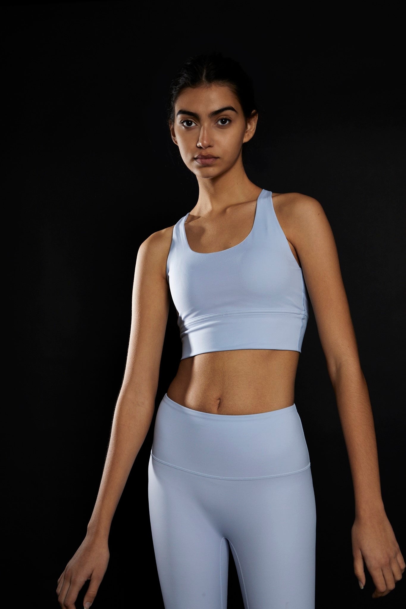 Light Blue Cross Back Sports Bra