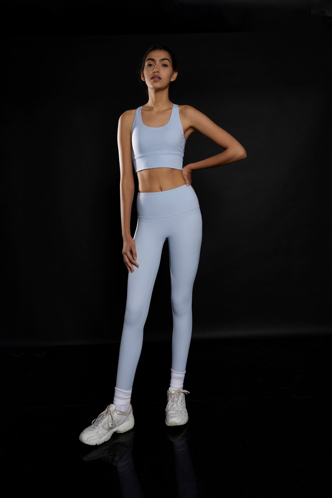 Light Blue Cross Back Sports Bra