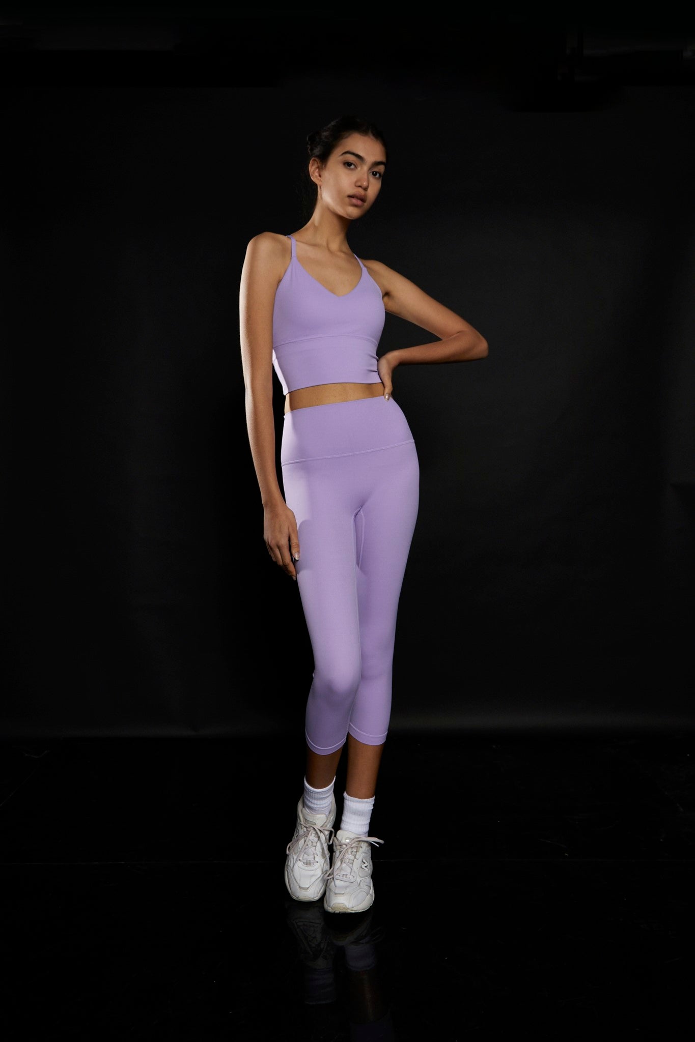 Lavender V-Neck Sports Bra