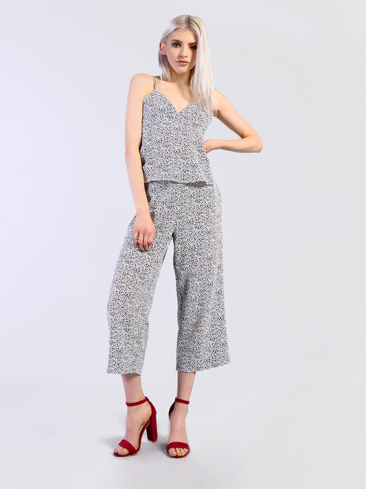 Glamorous Dalmatian Spot High Waisted 3/4 Length Trousers