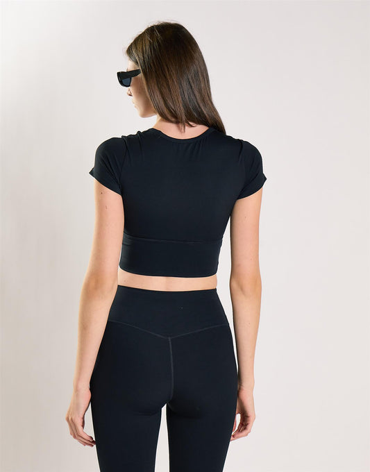 Agon Women's Black Square Neck Crop Top