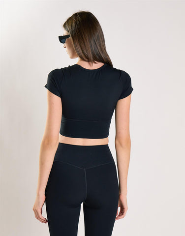 Agon Women's Black Square Neck Crop Top