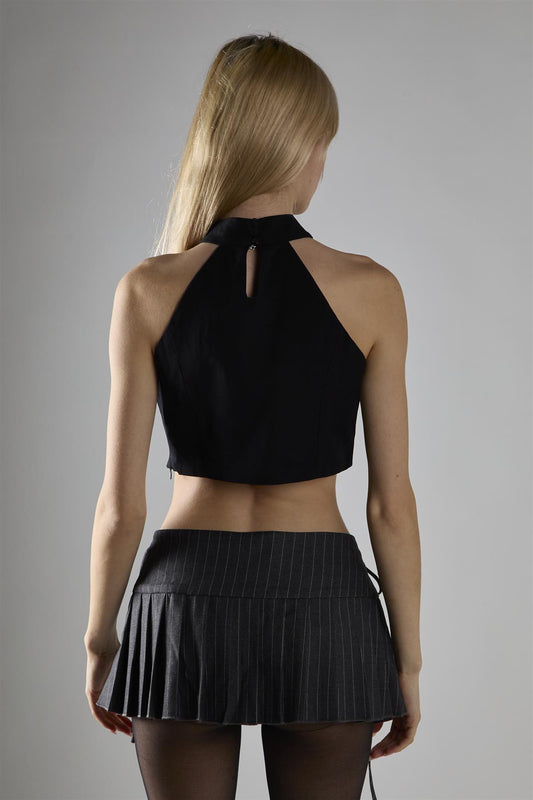 Black Halter-Neck Crop-Top
