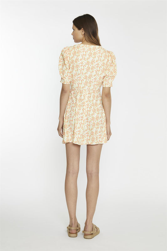 Muskmelon-Multi-Ditsy Wrap Mini-dress