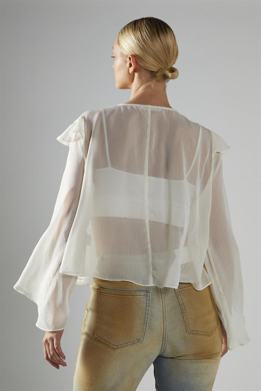 Cream Ruffle Blouse