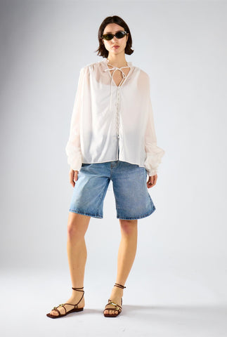 White Tie Chiffon Blouse