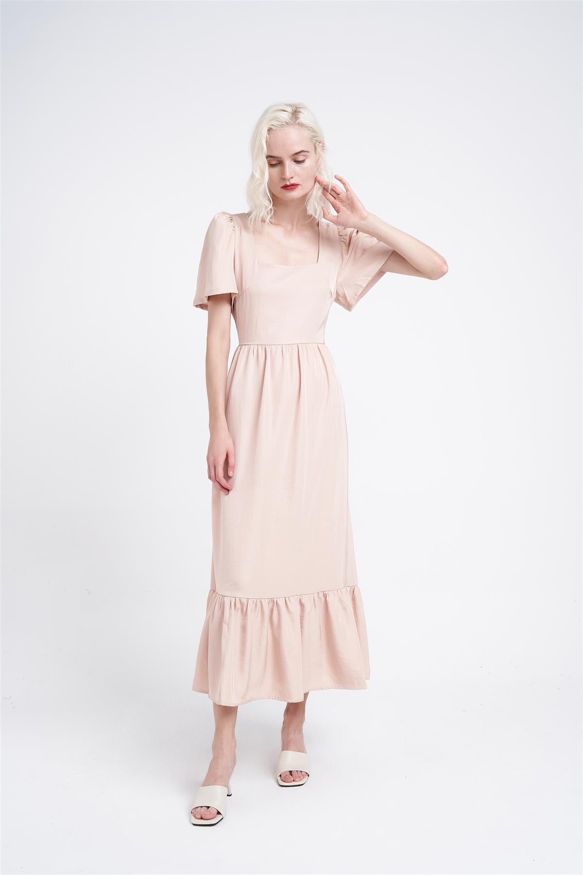 Sandstone Square-Neck- Maxi-Dress