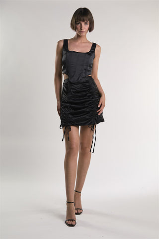 Black Ruched Mini Skirt