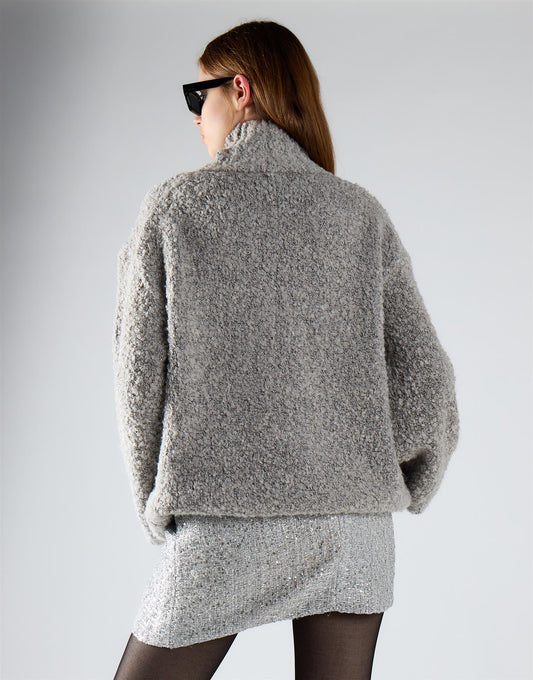 Silver Tweed Mini Skirt