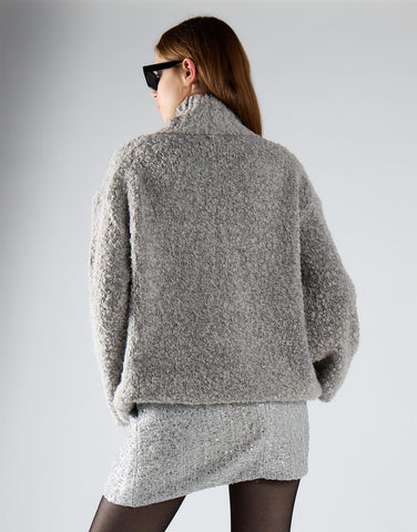 Silver Tweed Mini Skirt