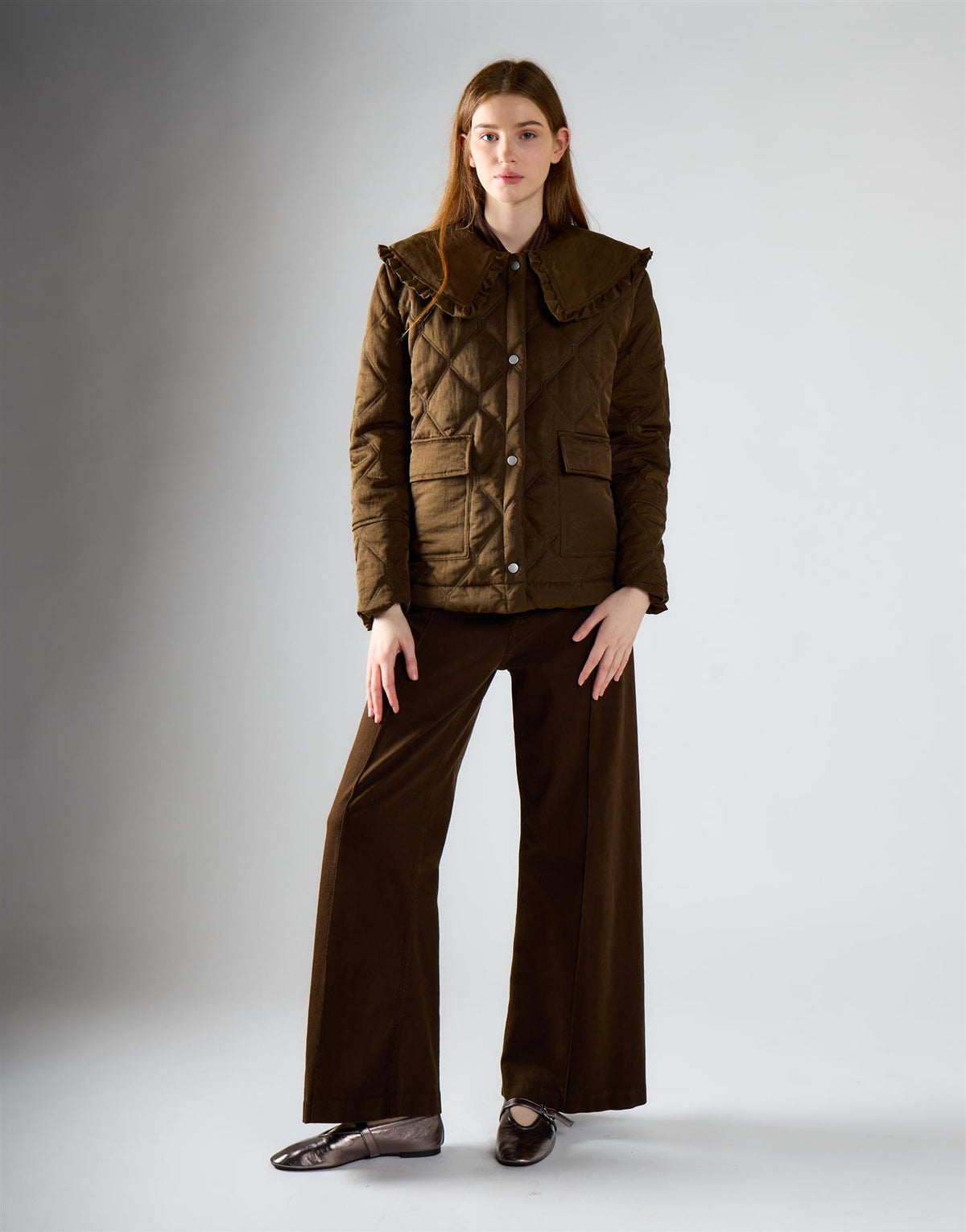 Deep Olive Statement Collar Jacket