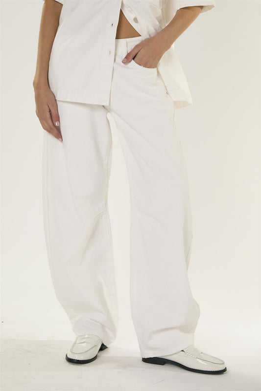 White Barrel Leg Jeans