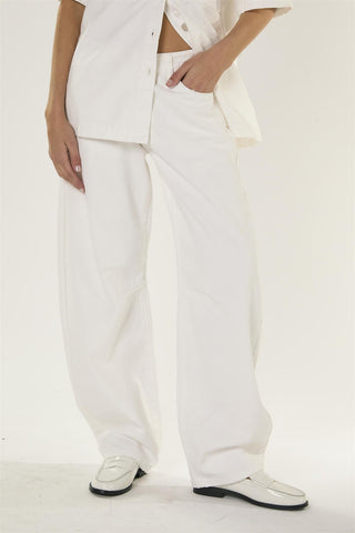 White Barrel Leg Jeans