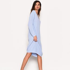 Glamorous Modest Light Blue Knitted V- Neck Midi Dress