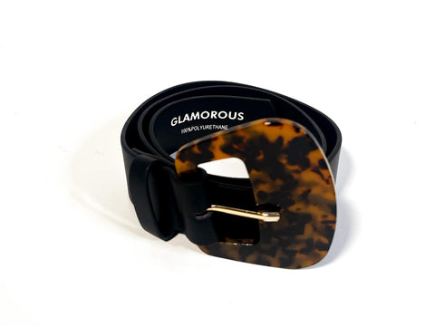 Black Tortoiseshell-Buckle Belt