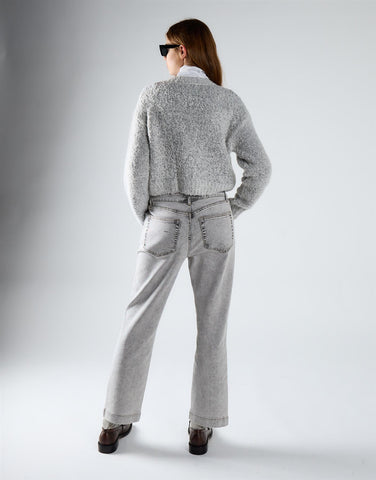 Light Grey Wash Straight Leg Cropped Jeans