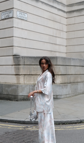 Beige-Grey-Watercolour Bias-Cut-Maxi-Skirt