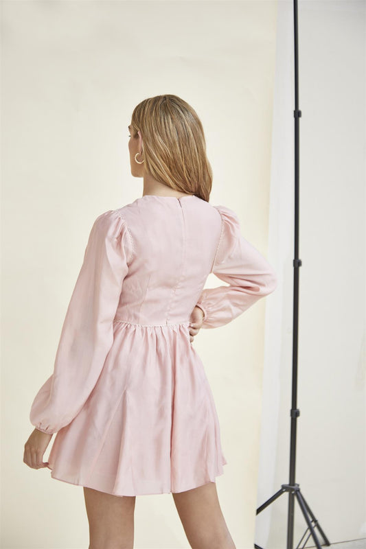 Peach-Pink Cut-Out-Skater Mini-Dress