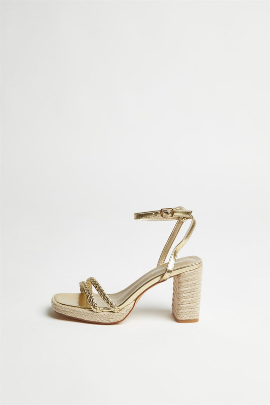 Gold Braided Espadrille-Heels