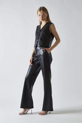 Black-PU Classic Waistcoat