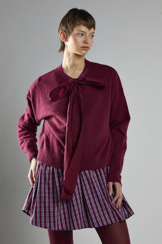 Burgundy Bow-Front Cardigan