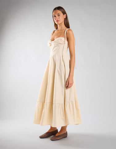 Bone Bustier Style Floaty Midaxi Dress